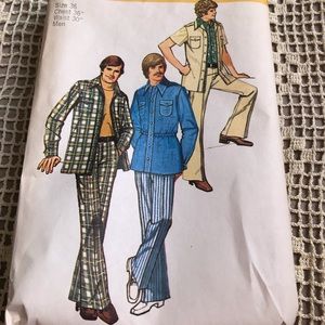 Simplicity pattern MEN’S shirt & pants Size 36”/30”